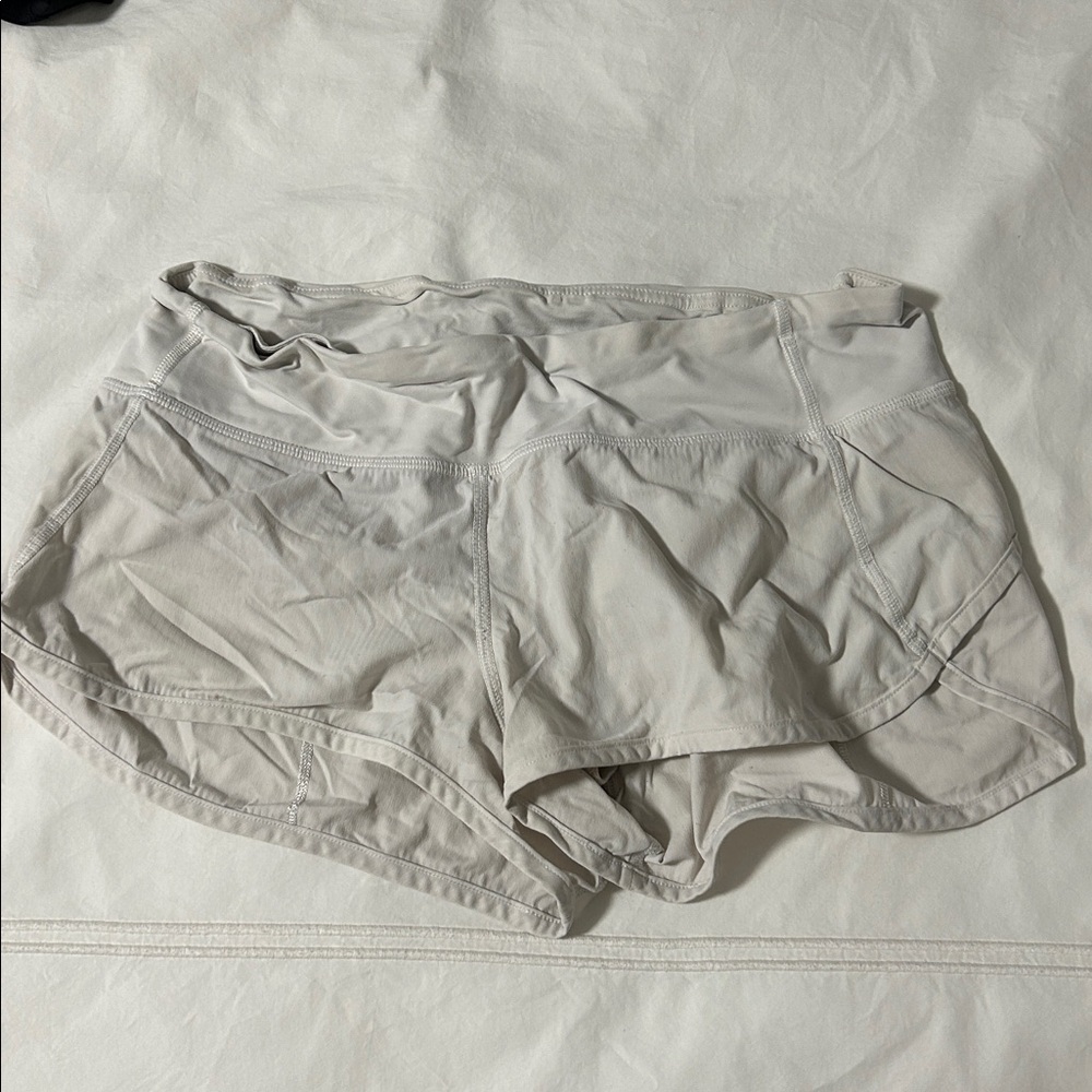 White Lululemon Speed Up shorts